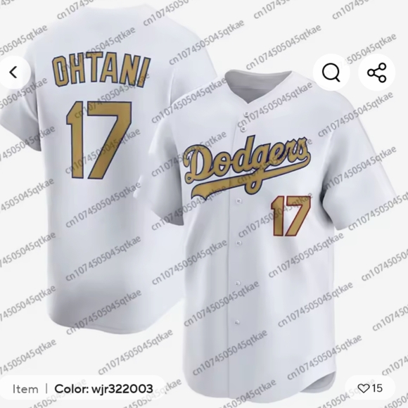 Dodgers Shohei Ohtani Special White Gold Style Baseball Jersey - Picture 1 of 5
